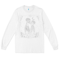 White The Lovers Tarot Card Skeleton Valentines Halloween Occult Long Sleeve Tee - longCreatives