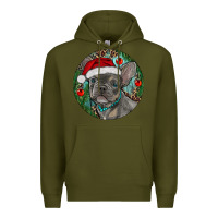 Army Green Frenchie Christmas Premium Hoodie - RanaPortraitStore