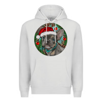 Dove Grey Frenchie Christmas Premium Hoodie - RanaPortraitStore