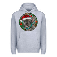 Heather Grey Frenchie Christmas Premium Hoodie - RanaPortraitStore