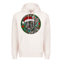 Pale Pink Frenchie Christmas Premium Hoodie - RanaPortraitStore