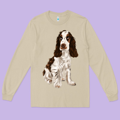 English Cocker Spaniel Long Sleeve Tee Designed By Fadigitalartstudio