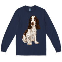 Navy english cocker spaniel Long Sleeve Tee - FaDigitalArtStudio