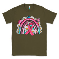 Army Green Breast Cancer Rainbow Classic Tee - Artiststas