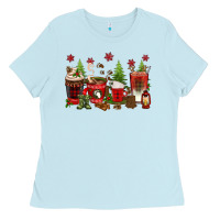 Baby Blue Christmas coffee cups Ladies Tee - texasbilliewilder