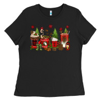 Black Christmas coffee cups Ladies Tee - texasbilliewilder