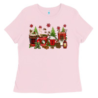 Bubblegum Pink Christmas coffee cups Ladies Tee - texasbilliewilder