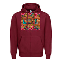 Burgundy love school bus leopard Zipper Hoodie - Artiststas