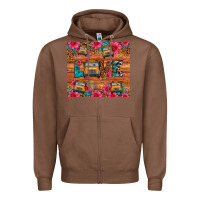 Chestnut love school bus leopard Zipper Hoodie - Artiststas