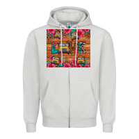 Dove Grey love school bus leopard Zipper Hoodie - Artiststas