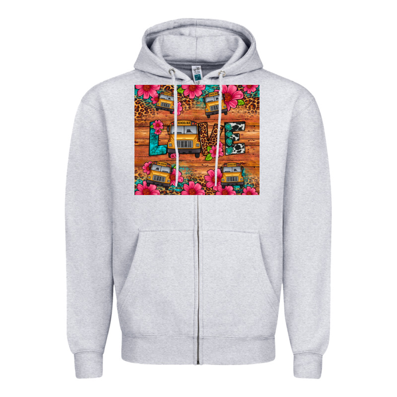 Love School Bus Leopard Zipper Hoodie by Artiststas | Teevron