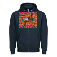 Navy love school bus leopard Zipper Hoodie - Artiststas