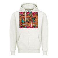 Oatmeal Heather love school bus leopard Zipper Hoodie - Artiststas