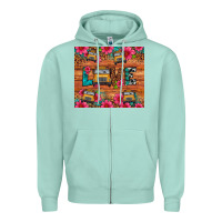 Seafoam love school bus leopard Zipper Hoodie - Artiststas