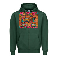 Sports Green love school bus leopard Zipper Hoodie - Artiststas