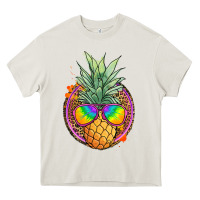 Cream pineapple and glasses Heavy Core Tee - JahusDesignShop