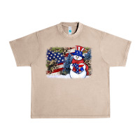 French Oak Patriotic snowman background 4th of july Urban Heavy Tee - HowdyJamesFarm
