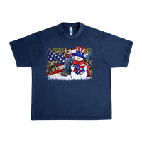 Patriotic Snowman Background 4th Of July Urban Heavy Tee | Teevron