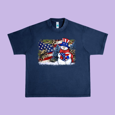 Patriotic Snowman Background 4th Of July Urban Heavy Tee Designed By Howdyjamesfarm