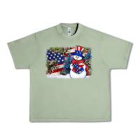 Oil Green Patriotic snowman background 4th of july Urban Heavy Tee - HowdyJamesFarm