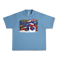 Pebble Blue Patriotic snowman background 4th of july Urban Heavy Tee - HowdyJamesFarm