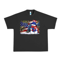 Pigment Black Patriotic snowman background 4th of july Urban Heavy Tee - HowdyJamesFarm