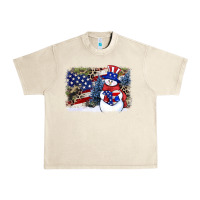 Sandshell Patriotic snowman background 4th of july Urban Heavy Tee - HowdyJamesFarm