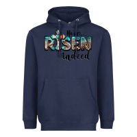 Navy he is risen indeed Heavyweight Hoodie - BarkalooDesign
