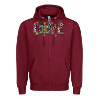 Burgundy love autism awareness leopard cowhide Zipper Hoodie - Artiststas
