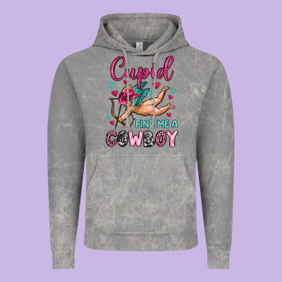 Cupid Find Me A Cowboy Vintage Hoodie Designed By Oliviacreatesart