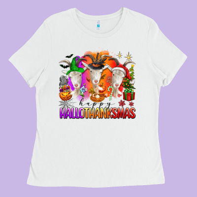 Happy Hallothanksmas Goats Ladies Tee Designed By Texasbilliewilder