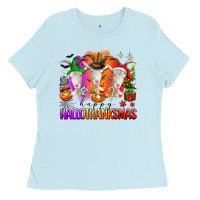 Baby Blue happy hallothanksmas goats Ladies Tee - texasbilliewilder