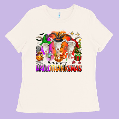 Happy Hallothanksmas Goats Ladies Tee Designed By Texasbilliewilder