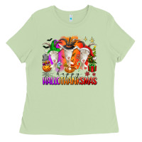 Matcha happy hallothanksmas goats Ladies Tee - texasbilliewilder