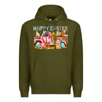 Army Green Happy Easter Animal Farm Truck Premium Hoodie - CowhideDigitalArt