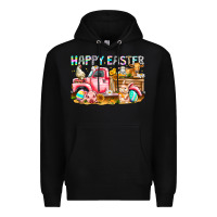 Black Happy Easter Animal Farm Truck Premium Hoodie - CowhideDigitalArt