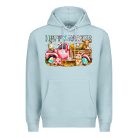 Blue Mist Happy Easter Animal Farm Truck Premium Hoodie - CowhideDigitalArt