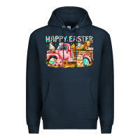 Navy Happy Easter Animal Farm Truck Premium Hoodie - CowhideDigitalArt