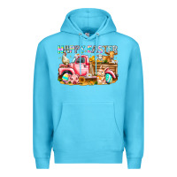Ocean Blue Happy Easter Animal Farm Truck Premium Hoodie - CowhideDigitalArt