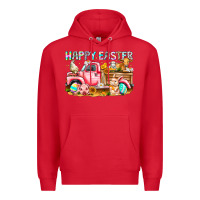 Red Happy Easter Animal Farm Truck Premium Hoodie - CowhideDigitalArt