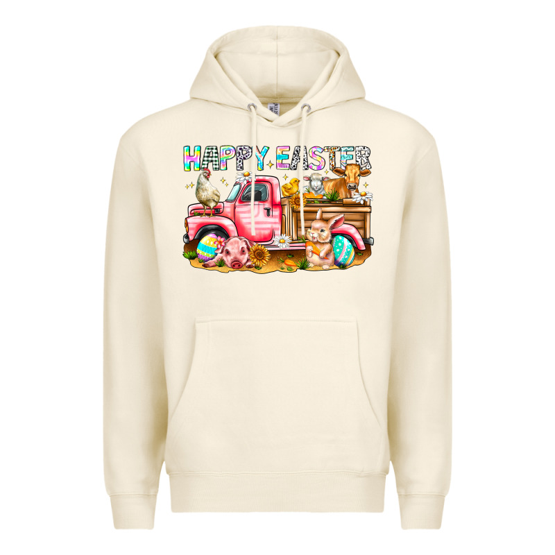 Happy Easter Animal Farm Truck Premium Hoodie by CowhideDigitalArt | Teevron