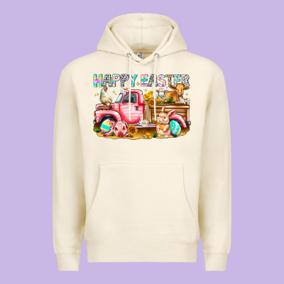 Happy Easter Animal Farm Truck Premium Hoodie Designed By Cowhidedigitalart