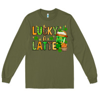 Army Green St. Patrick's Lucky a latte Long Sleeve Tee - OliviaCreatesArt