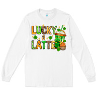 White St. Patrick's Lucky a latte Long Sleeve Tee - OliviaCreatesArt