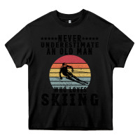 Black Never Underestimate An Old Man Who Loves Skiing Heavy Core Tee - Bettercallsaul