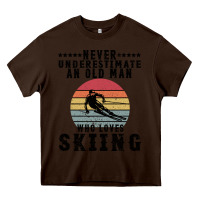 Chocolate Brown Never Underestimate An Old Man Who Loves Skiing Heavy Core Tee - Bettercallsaul