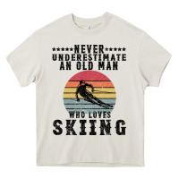 Cream Never Underestimate An Old Man Who Loves Skiing Heavy Core Tee - Bettercallsaul