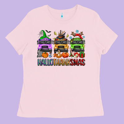 Hallothanksmas School Bus Ladies Tee Designed By Texasbilliewilder