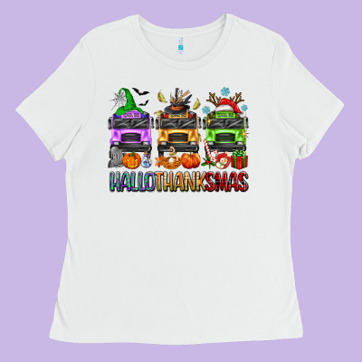 Hallothanksmas School Bus Ladies Tee Designed By Texasbilliewilder