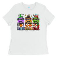 White hallothanksmas school bus Ladies Tee - texasbilliewilder